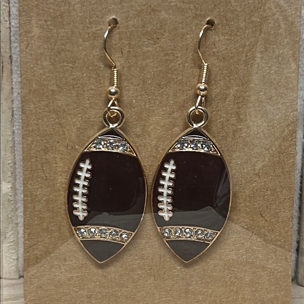 Brown and Gold Football dangle Earrings